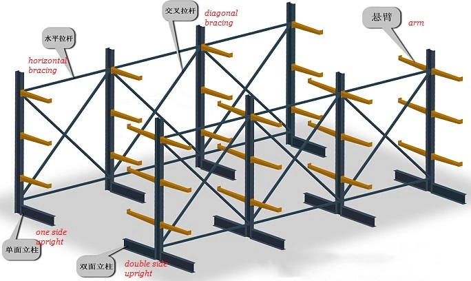 Warehouse Storage Heavy Duty Cantilever Rack for Irregular Goods