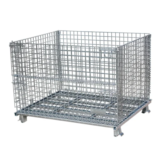 Cages se pliantes galvanisées par sécurité de chariot élévateur de stockage de transport de cargaison