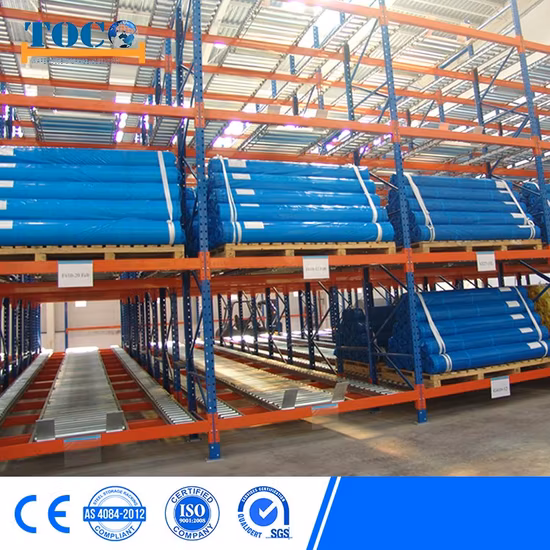 Heavy Duty empilable extérieur galvanisé automatique entrepôt stockage Mezzanine porte-à-faux étagère en forme de larme métal acier palette support de navette